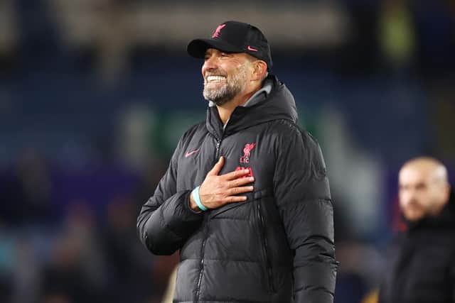 DELIGHT: For Liverpool boss Jurgen Klopp, pictured after Monday night's 6-1 romp against Leeds United at Elland Road. Photo by Naomi Baker/Getty Images.