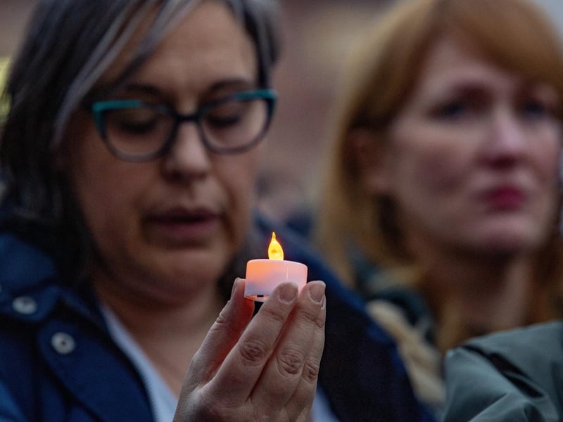 The Leeds Jewish community hold a vigil in Millennium Square in Leeds following the attacks on Israel by members of the militant group Hamas. Photo: Tony Johnson