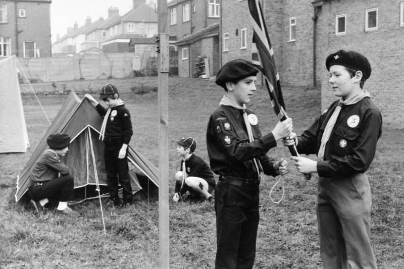 60 years of scouting were celbrated at St. Cyprian's Church on Coldcotes Avenue in December 1982. Pictured are boys of the 8th North Vale group. From left, are Christopher Brown, Ian Short, Mark Keeler, Robert Field and Martin Wallis.