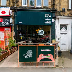 An external view of Pizza Loco, on Roundhay Road, Oakwood, Leeds, taken in May 2023.
