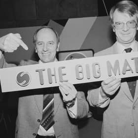 The Big Match presenter Brian Moore with then head of ITV Sport John Bromley. Moore can be seen presenting retro editions of The Big Match on ITV4 (Picture: Chris Moorhouse/Evening Standard/Hulton Archive/Getty Images)
