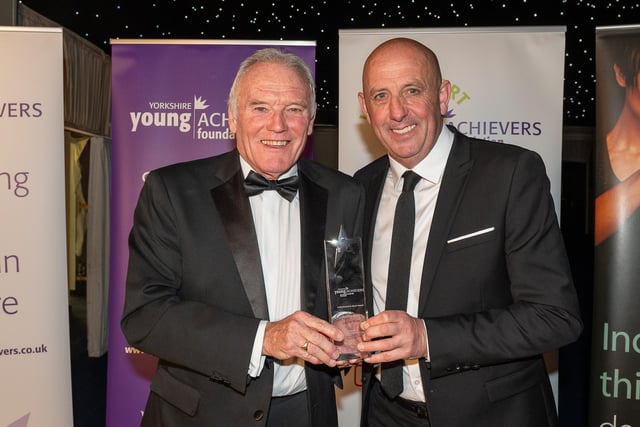 The Achievement in Sport award, sponsored by Leeds United Football Club, went to Leeds United footballer Archie Gray, 17, of Harrogate. He is a rising star at Leeds United who is firmly following in his family’s footsteps and now playing regular first team football. Archie’s father, Andy, grandfather, Frank, and great uncle, Eddie, all played for Leeds where he has been showing his great skills as part of the first team at the age of just 17. Eddie accepted the award on behalf of Archie.