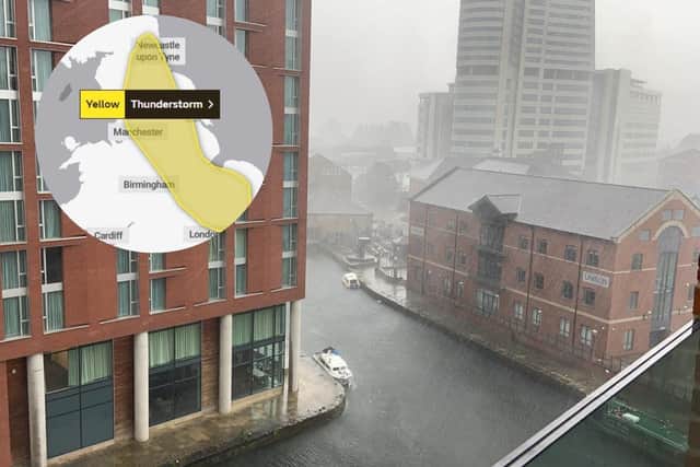 The Met Office has issued a thunderstorm warning for Leeds