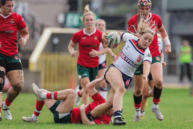 Ruby Bruce seen during her England debut against Wales in Neath last August. Picture by Alex Whitehead/SWpix.com.