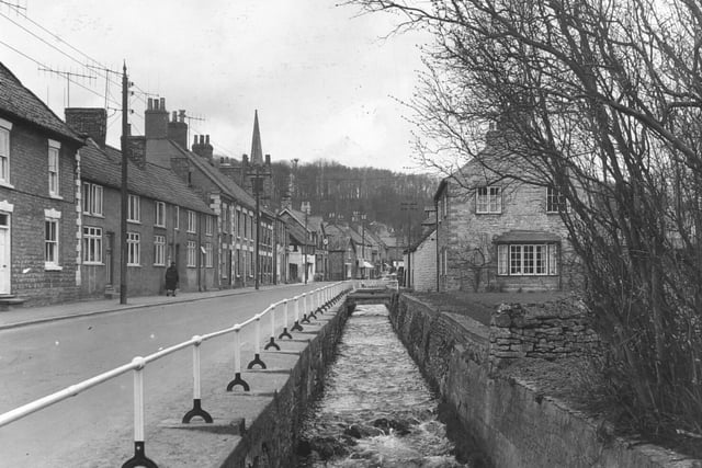 The beck at Thornton-le-dale in full spate in April 1962.