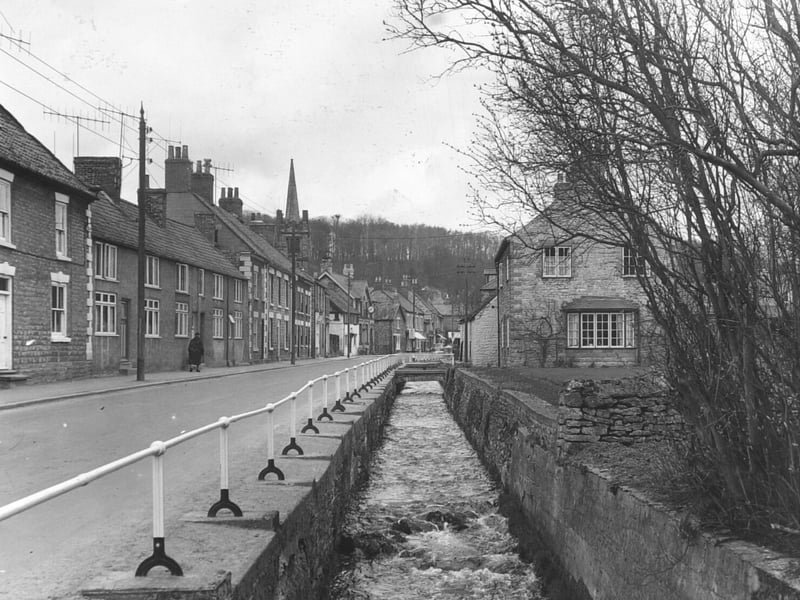 The beck at Thornton-le-dale in full spate in April 1962.