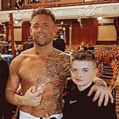 Jonny McGregor, centre, will come out of retirement for the fight on Saturday (May 13). He will run the marathon the following day with friend Thomas O'Donnell, left, and will be supported by son Kody, right.