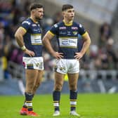 Liam Tindall, left and Jack Sinfield are both in Rhinos' initial squad for the trip to Huddersfield. Picture by Tony Johnson.