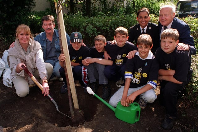September 1997 and pictured at the community garden in Woodhouse are, from left, Coun Maggie Giles Hill, Coun Gerald Harper, children Philip Lally, Robert Huckerby, Michael Rothery, Stuart Monaghan and Stevie Kemp. At the back is PC Fiz Ahmed and Coun Brian Dale.