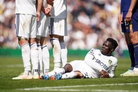 Leeds United's Wilfried Gnonto defends a free kick by laying down behind the wall ( Pic: Mike Egerton/PA Wire)