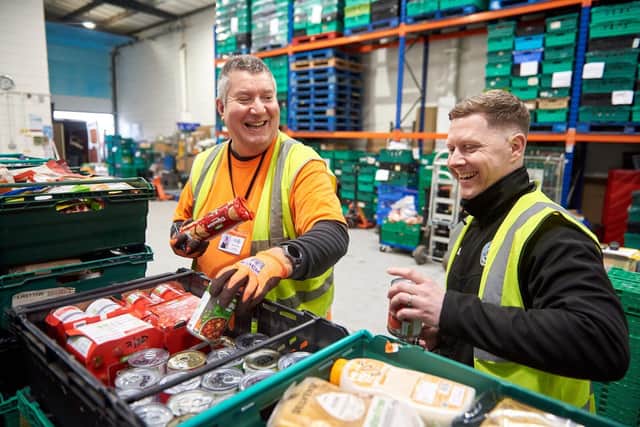 Amazon Leeds team delivering donation to foodbank