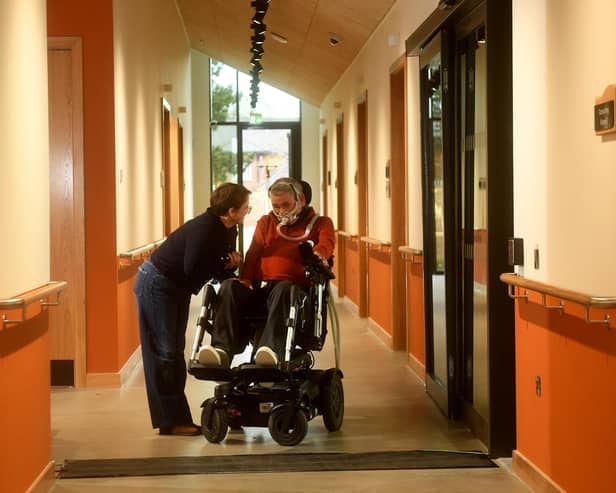 MND patient Ian Flatt pictured with his wife Rachael at the new centre