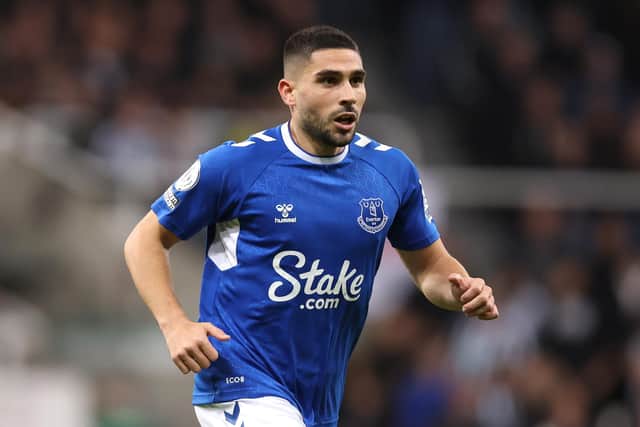 MAIN THREAT: Neal Maupay, above, for Everton, along with Ellis Simms, in the absence of injured striker Dominic Calvert-Lewin.
Photo by George Wood/Getty Images.