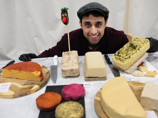 Eric Kovacs, of Sophie's Delight Cheezes, was on hand to showcase the vegan product made from tofu, almonds and cashew nuts.