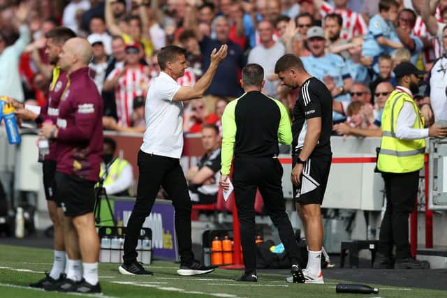 BAN INCOMING - Jesse Marsch was sent off for his protests to the officials during the second half of Leeds United's 5-2 defeat at Brentford. Pic: Getty