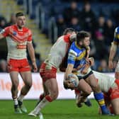 Tom Briscoe on the ball for Rhinos against St Helens. Picture by Bruce Rollinson