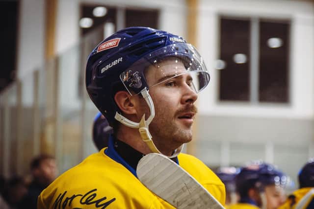 GONE: Josh Adkins has been released by Leeds Knights less than two months into the 2023-24 NIHL National season - replaced by American right-hander Bailey Conger. Picture: Jacob Loew/Leeds Knights