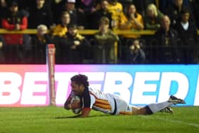 Leeds Rhinos' latest signing Edenn Rogers-Smith seen scoring against Castleford Tigers last week. Picture by Matthew Merrick/SWpix.com.
