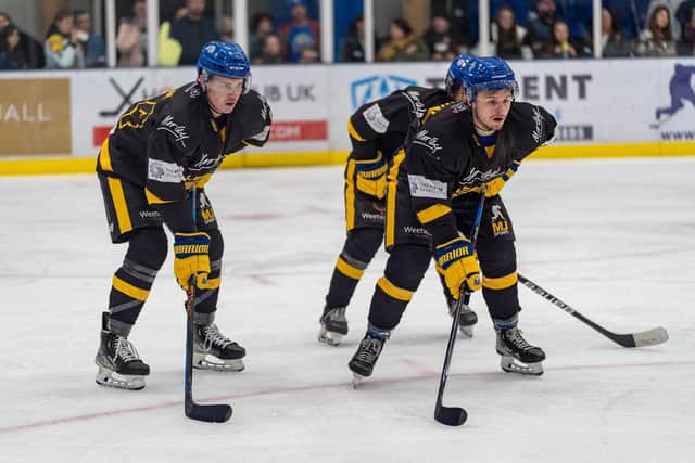 SOLID LINE: Jordan Griffin and Lewis Baldwin have proved worthy members of Leeds Knights' defensive unit this season. Picture courtesy of Oliver Portamento.