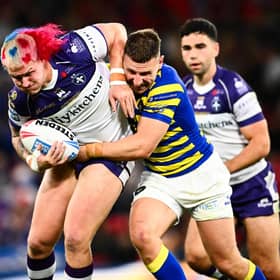 Caius Faatili in Grand Final action for Wakefield Trinity against Warrington Wolves. Picture by Olly Hassell/SWpix.com.