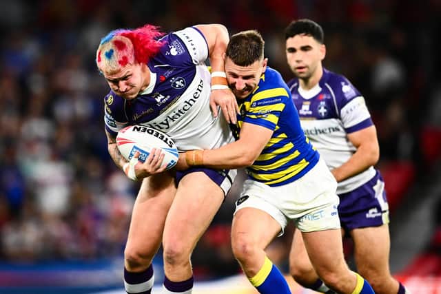Caius Faatili in Grand Final action for Wakefield Trinity against Warrington Wolves. Picture by Olly Hassell/SWpix.com.