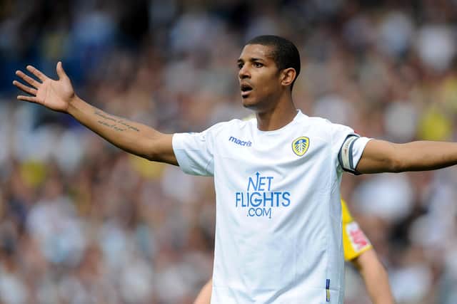 LEEDS, ENGLAND - MAY 08: Jermaine Beckford of Leeds United gestures during the Coca Cola League One match between Leeds United and Bristol Rovers at Elland Road on May 8, 2010 in Leeds, England. (Photo by Michael Regan/Getty Images)