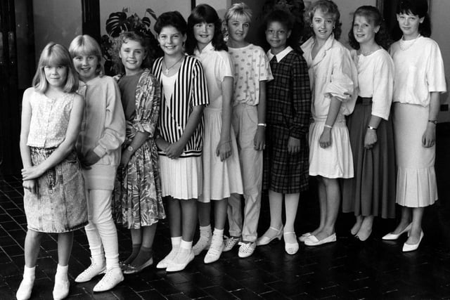 Coronation Street star Angela Griffin (fourth from the right) pictured in 1987, during a photocall for Leeds Gala Queen.
