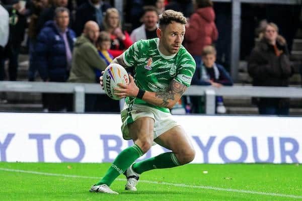 Rhinos' Richie Myler in possession for Ireland against New Zealand at Headingley. Picture by Alex Whitehead / www.photosport.nz
