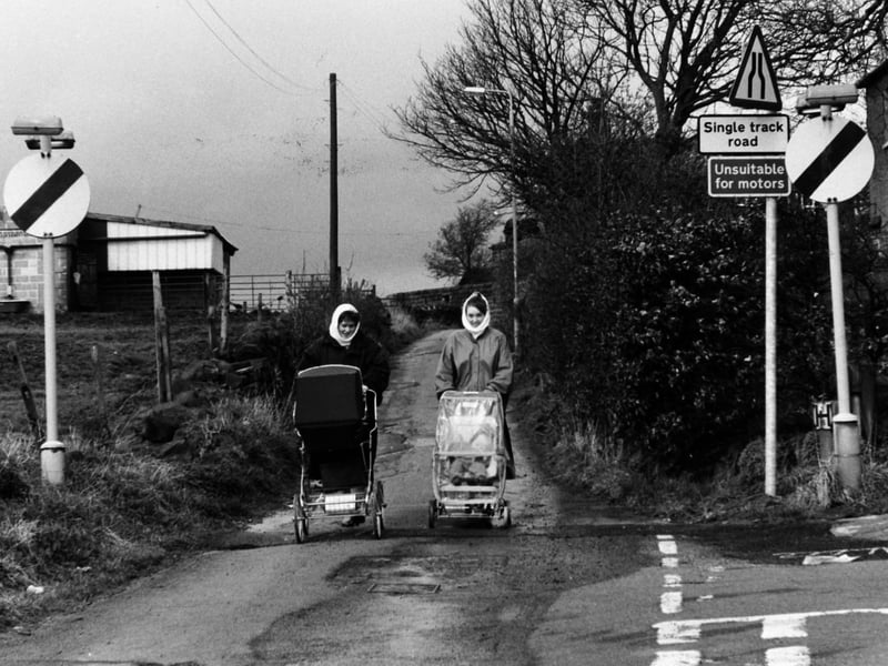 Haw Lane was barely wide enough to take a car yet two signs had been put up in August 1990 telling motorists they could travel at 50mph.  "A length of road that is not subject to any street lighting is automatically de-restricted under law which means vehicles can travel at 50mph," said the chief traffic engineer for Leeds at the time.