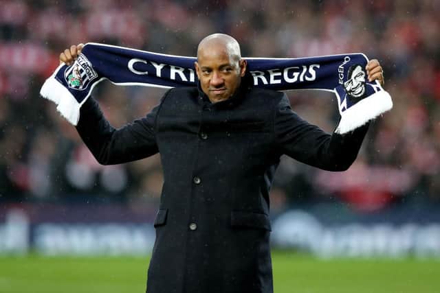 Former Aston Villa striker now turned TV presenter Dion Dublin. (Photo by Lynne Cameron/Getty Images)