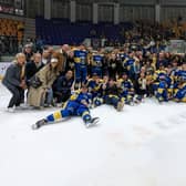 Leeds Knights celebrate winning the NIHL play-off title.