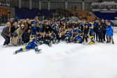 Leeds Knights celebrate winning the NIHL play-off title.