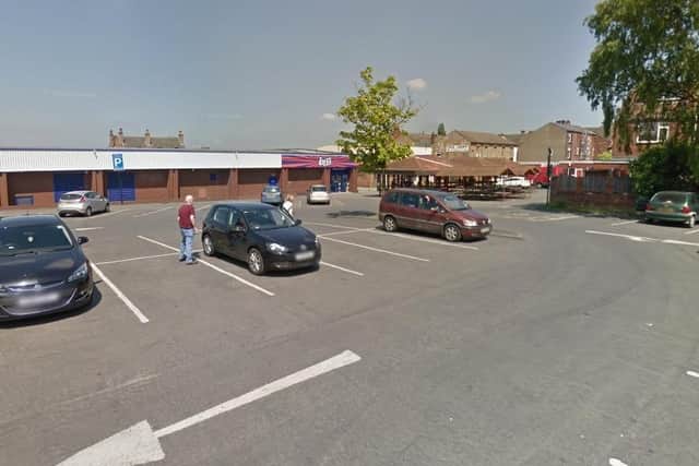 The car park at Normanton's B&M Bargains, where Box bit the man's ear off.
