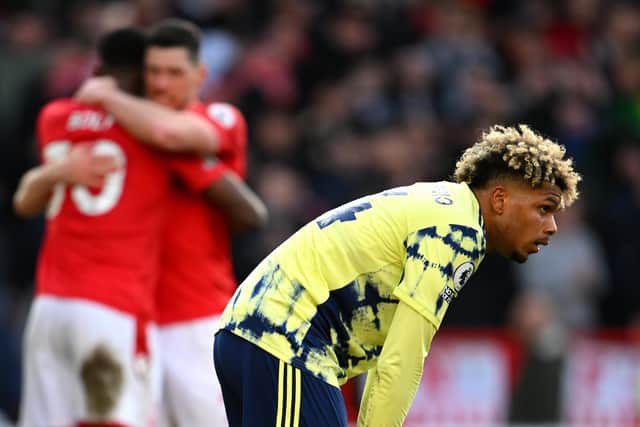 NOTTINGHAM, ENGLAND - FEBRUARY 05: Georginio Rutter of Leeds United reacts after the team's defeat during the Premier League match between Nottingham Forest and Leeds United at City Ground on February 05, 2023 in Nottingham, England. (Photo by Clive Mason/Getty Images)