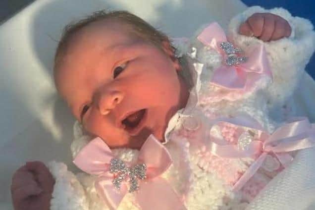 Baby Missy Leach was happy and healthy when she was born on December 15.