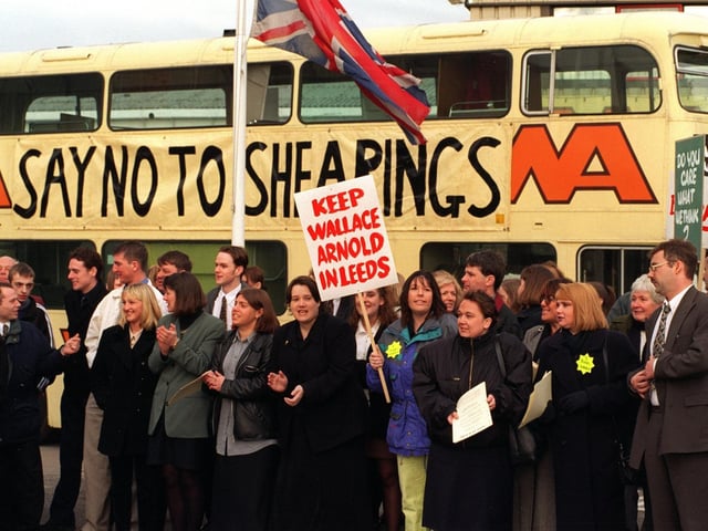 March 1997 and staff at Wallace Arnold on Gelderd Road were protesting at proposals to selling off the company to rivals Shearings.