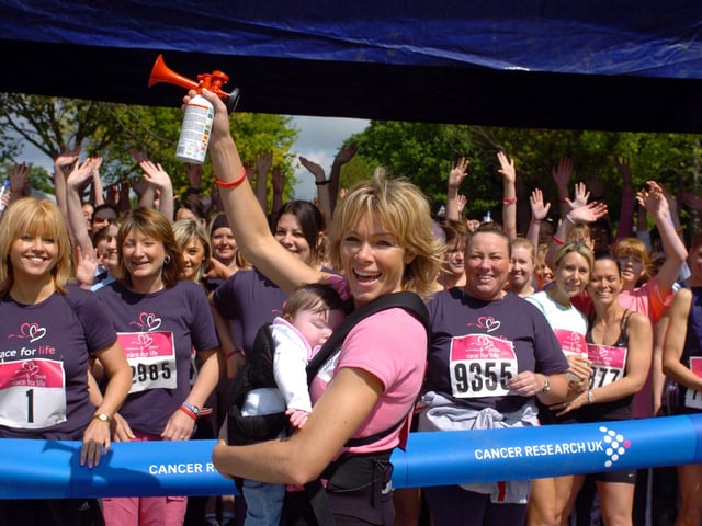 Leeds's own Nell McAndrew starts Race for Life at Temple Newsam Park in May 2005.