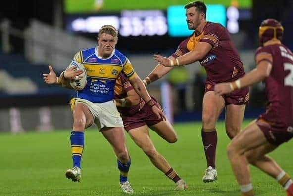James McDonnell in action for Leeds Rhinos against Huddersfield Giants. Picture by Jonathan Gawthorpe.