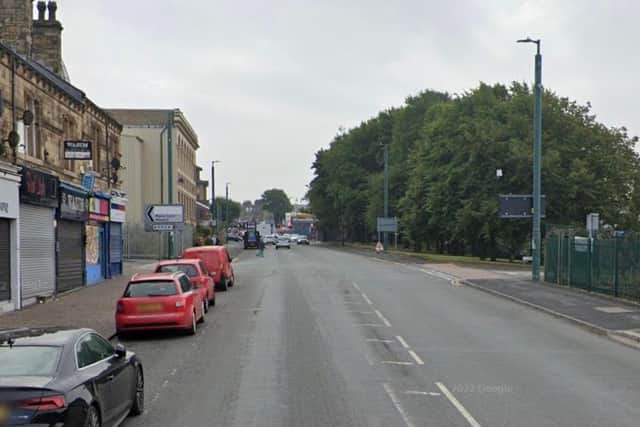 The woman, a pedestrian, was in collision with a truck that was travelling down Leeds Road in Bradford in slow moving traffic. Image: Google Street View