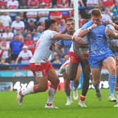 Tom Holroyd on the charge for leeds Rhinos against Hull KR.  Picture by Steve Riding.