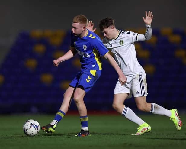 AT THE DOUBLE: Luca Thomas, right, for Leeds United's under-21s. Photo by Julian Finney/Getty Images.