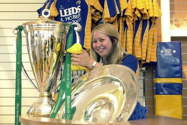 Leeds Rugby opened its new Headingley retail store. Pictured is shop assistant Emma Horsfall polishing the Heineken Cup and Zurich Premiership Shield, both on which were on display.