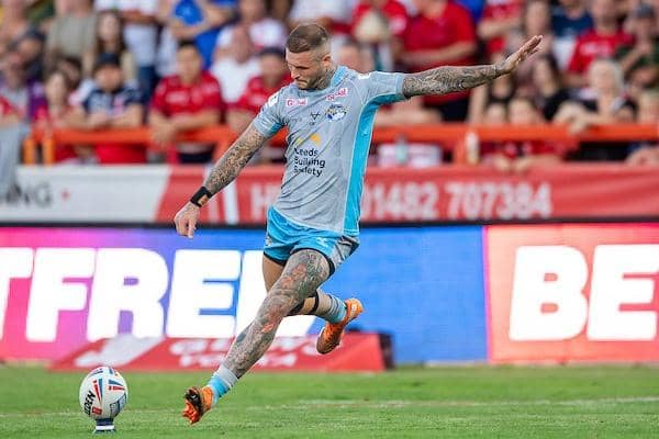 With Rhyse Martin suspended, Zak Hardaker could take kicking duties for Rhinos at Catalans on Friday. Picture by Allan McKenzie/SWpix.com.