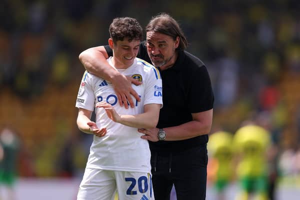 BRIGHTEST OF FORECASTS: For Leeds United, winger Dan James, left, and boss Daniel Farke. Photo by Steven Paston/PA Wire.