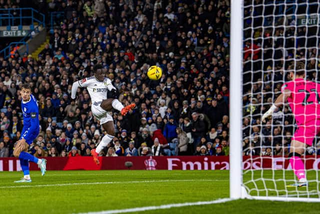 DREAM START - Willy Gnonto volleyed in spectacularly to open the scoring for Leeds United against Cardiff City in the first 30 seconds. Pic: Tony Johnson