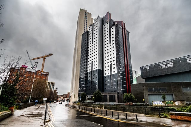 The Opal 3 Tower student accommodation is located in Arena Village on Jacob Street. It is the fourth tallest building in Leeds, reaching 82 metres.