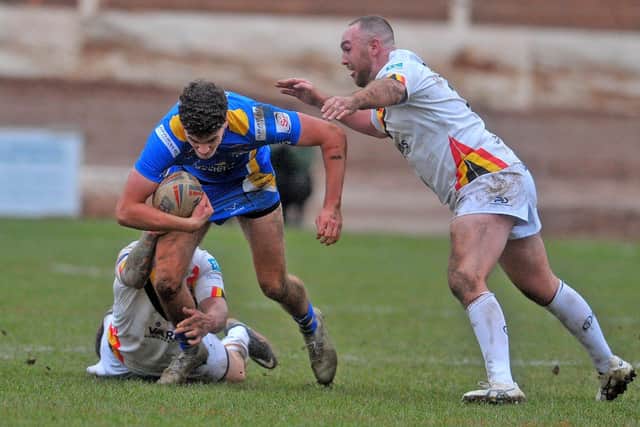 Ben Littlewood, 19, played in all three of Leeds Rhinos' first team pre-season games, including last month's derby at Bradford Bulls. Picture by Steve Riding.