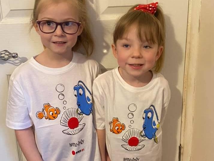 Rebecca Smith says: "Bethany and Erin, aged five years old, having a fun day at school."