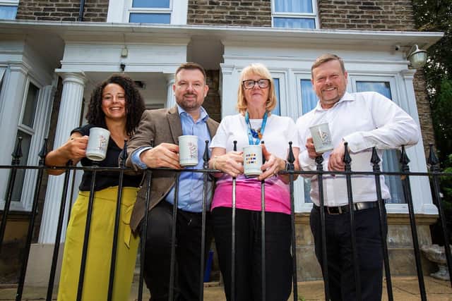 From L-R_ Yvette Delahunt, Marketing Co-ordinator, Warren Thompson, Keepmoat Regional MD, Beryl Welburn – Co-ordinator at PACT, Mark Pickles, Commercial Director at Keepmoat