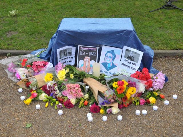 Some of the flowers laid in memory of Brianna.